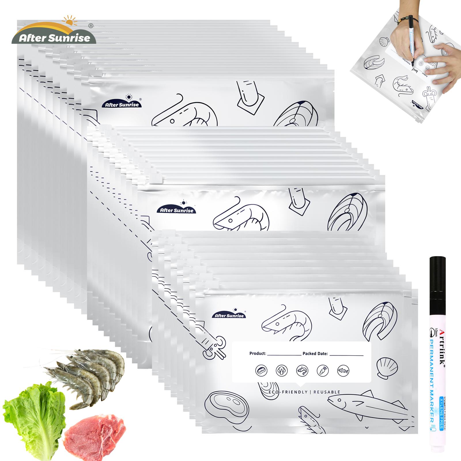 Food Storage Zip Bags - 【Soğutulmuş Gıdalar】Yeniden Kullanılabilir Alüminyum Folyo Kapatılabilir