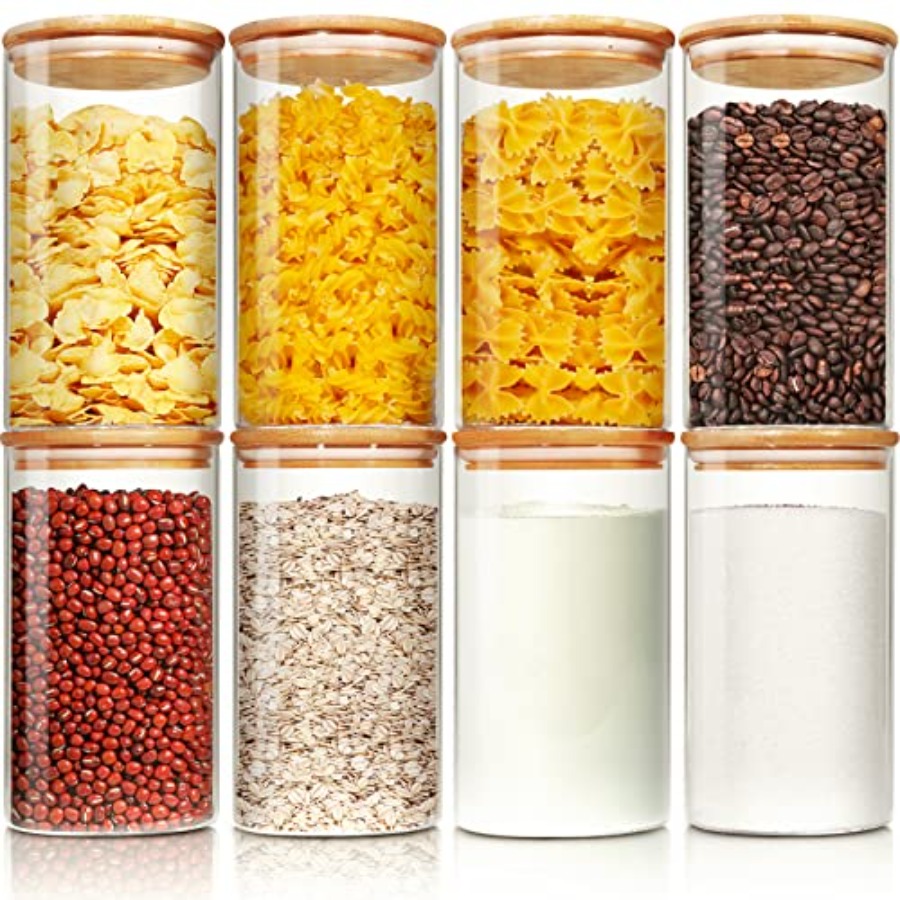 Food Storage Jar Glass - Bambu Kapaklı Cam Kavanozlar 28 floz
