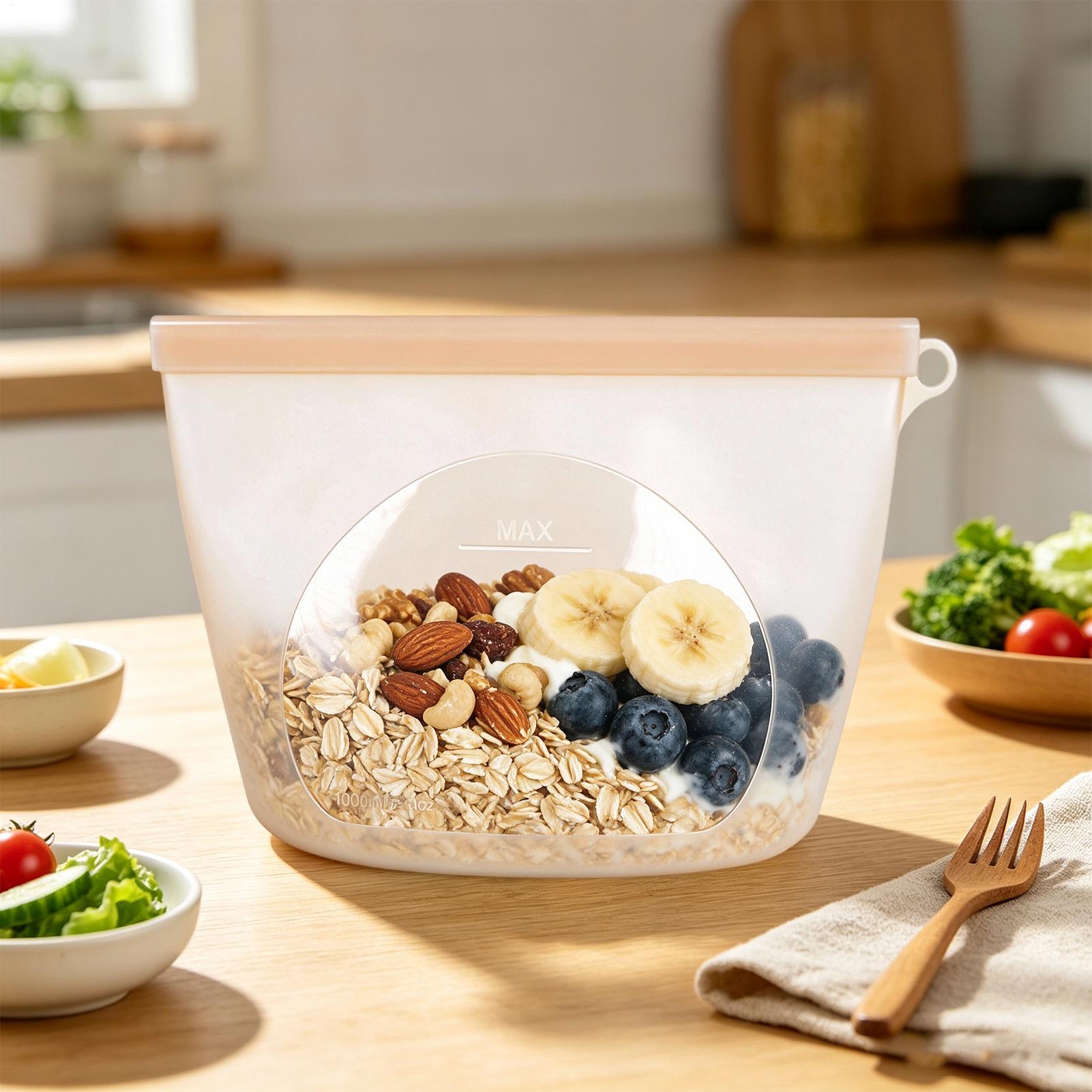 Food Storage Ziploc - Yeniden Kullanılabilir Gıda Saklama Torbaları 1000ml