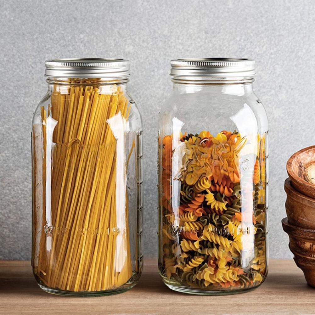 Food Storage Jar Glass - 2000ML Geniş Ağızlı Mason Cam Kavanoz,