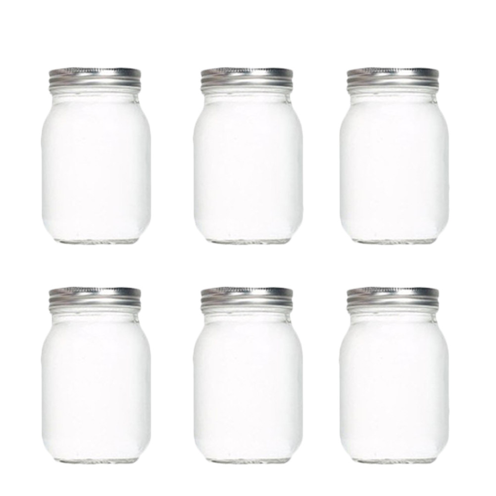 Food Storage Jar Glass - 6 adet şeffaf yuvarlak cam kavanoz
