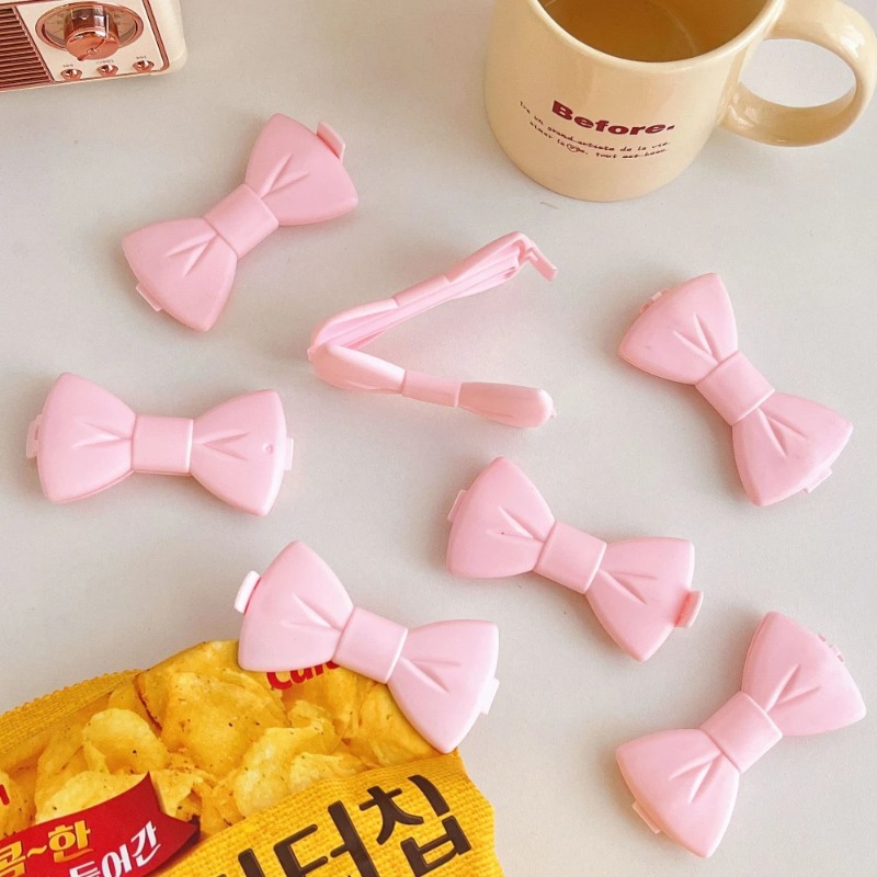 Food Storage Zip Bags - 5 adet Kawaii gıda sızdırmazlık klipsi-pembe
