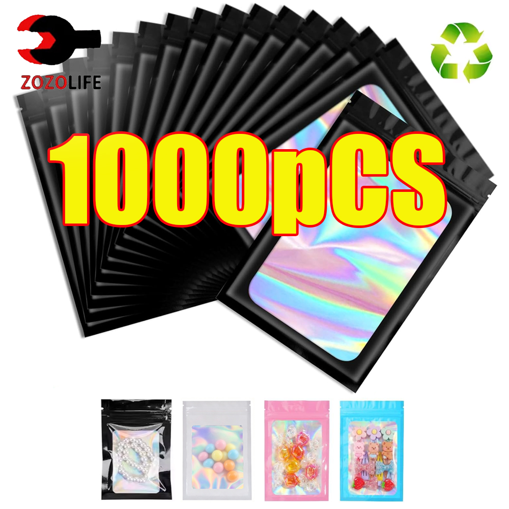 Food Storage Zip Bags - 10-1000 Adet Holografik Kilitli Poşet Siyah