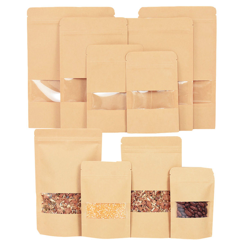 Food Storage Zip Bags - 20/50 adet Kraft Kağıt kilitli poşetler