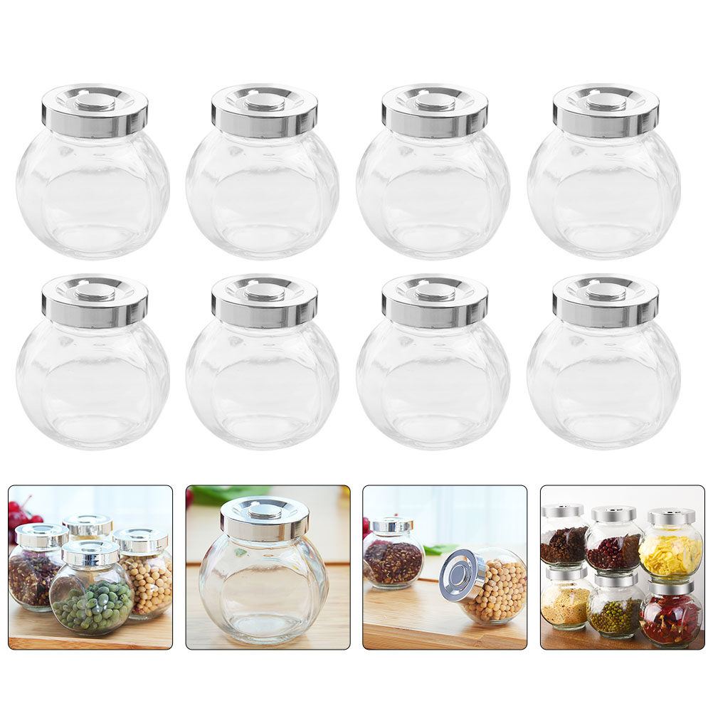 Food Storage Jar Glass - 8 Adet Hafif Taşınabilir Cam Saklama