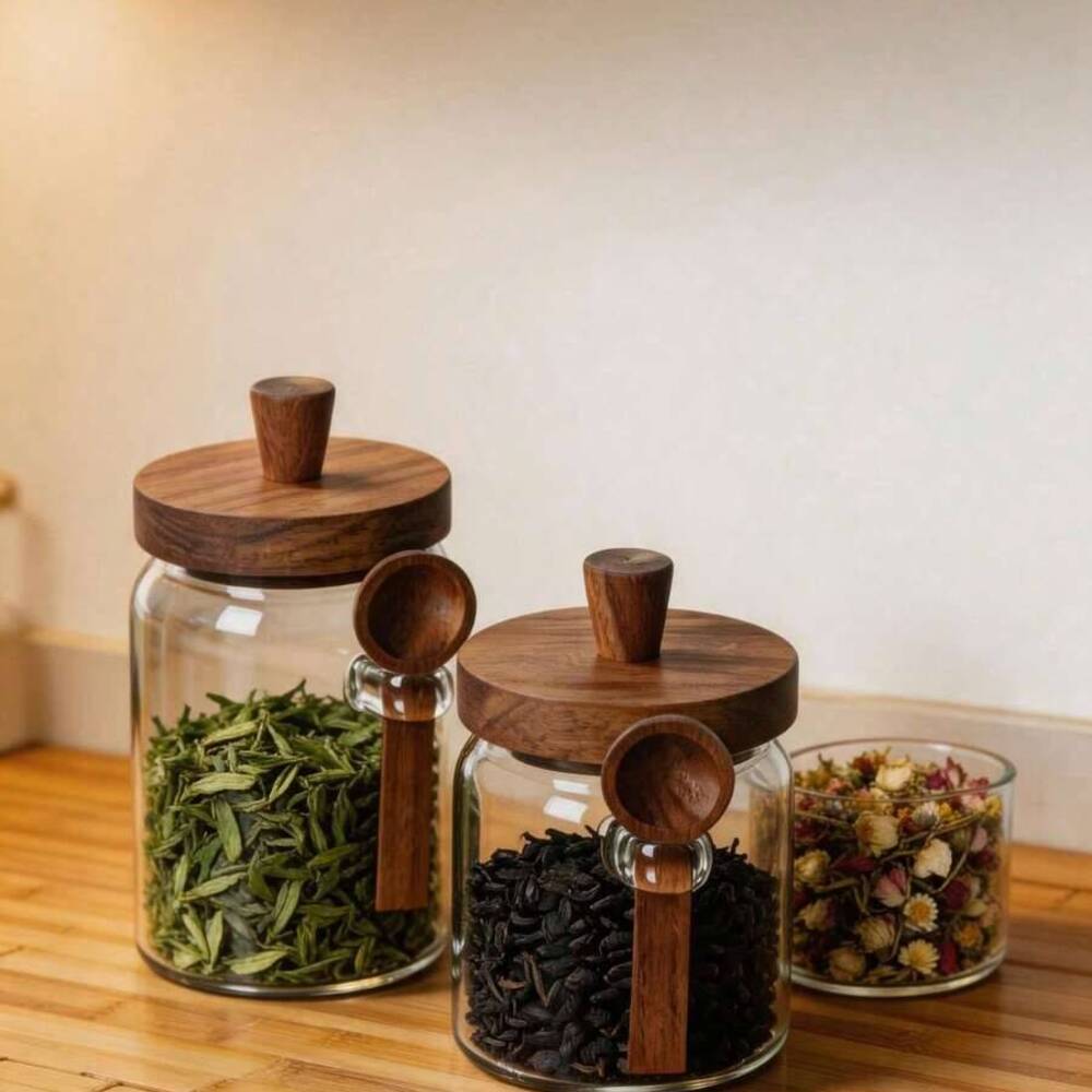 3 Parçalı Set Şeffaf Cam Kavan - Food Storage Jars With Wooden Lids incelemesi ve fiyatı