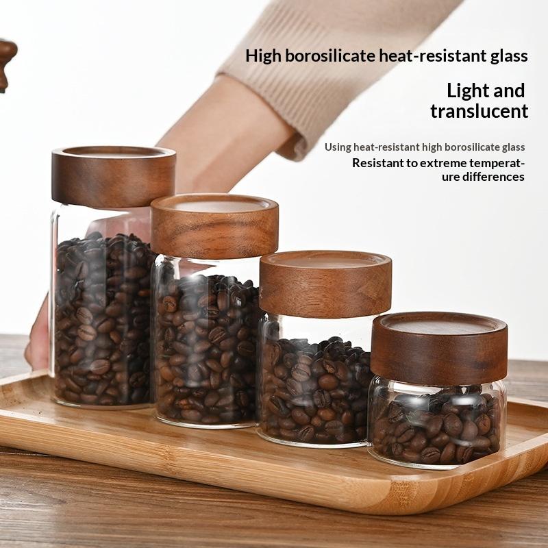 Kahve Çekirdekleri Mühürlü Tan - Food Storage Jars With Wooden Lids incelemesi ve fiyatı