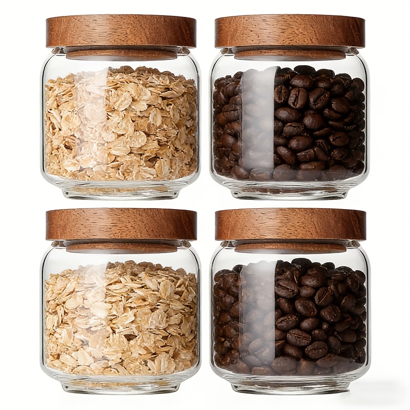 4'lü Paket 15oz Şeffaf Cam Kav - Food Storage Jars With Wooden Lids incelemesi ve fiyatı